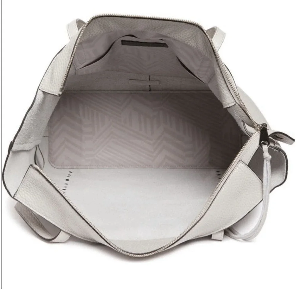 REBECCA MINKOFF LARGE UNLINED FRONT POCKET STUDDED‎ TOTE LEATHER GRAY PURSE